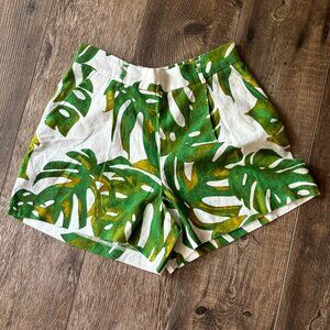 Joie Green Leaf Print High Waist Shorts